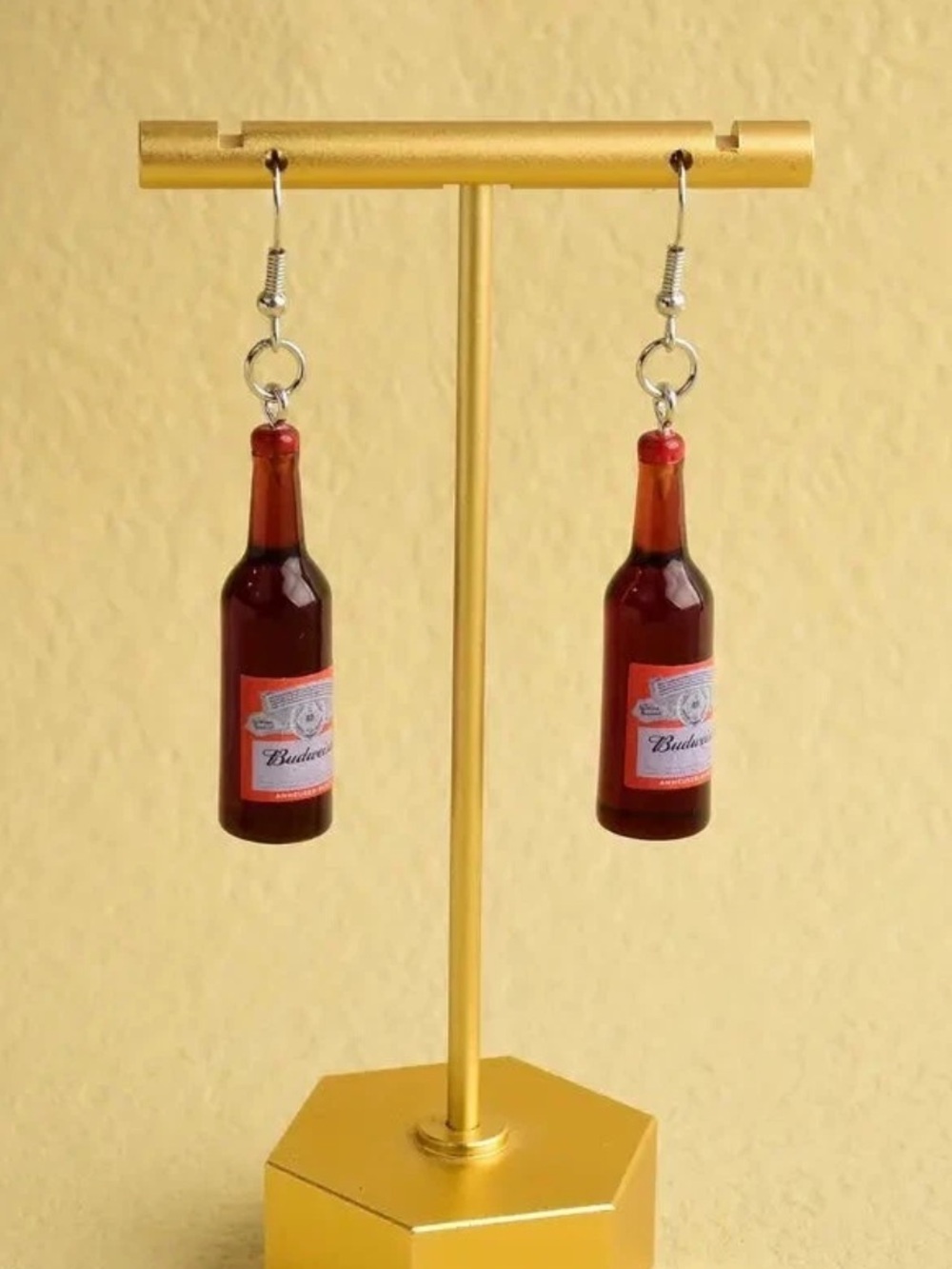 NEW✨ Budweiser Beer Bottle Earrings Miniature Fun Gift Happy Hour Mini Brands
